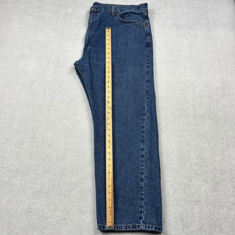 Levis 505 Mens 44x30 Regular Fit Straight Leg Medium Wash Blue Denim Jeans 44